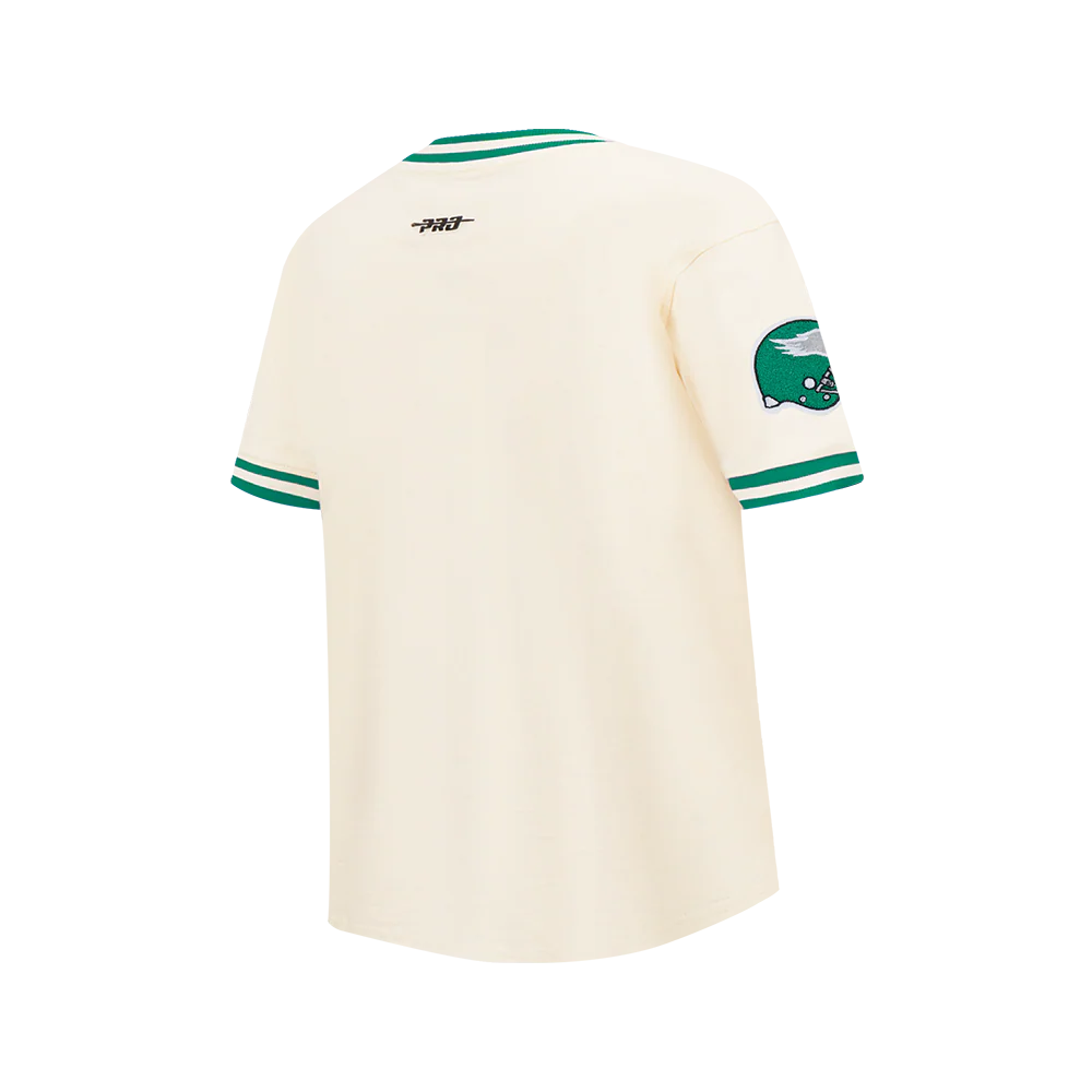 NFL PHILADELPHIA EAGLES RETRO CLASSIC BIG BOY'S SS STRIPED RIB TEE (EGGSHELL/ KELLY GREEN) - Image 4