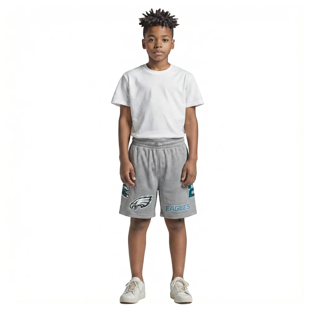 NFL PHILADELPHIA EAGLES CLASSIC BIG BOY'S MESH SHORT (GRAY) - Image 3