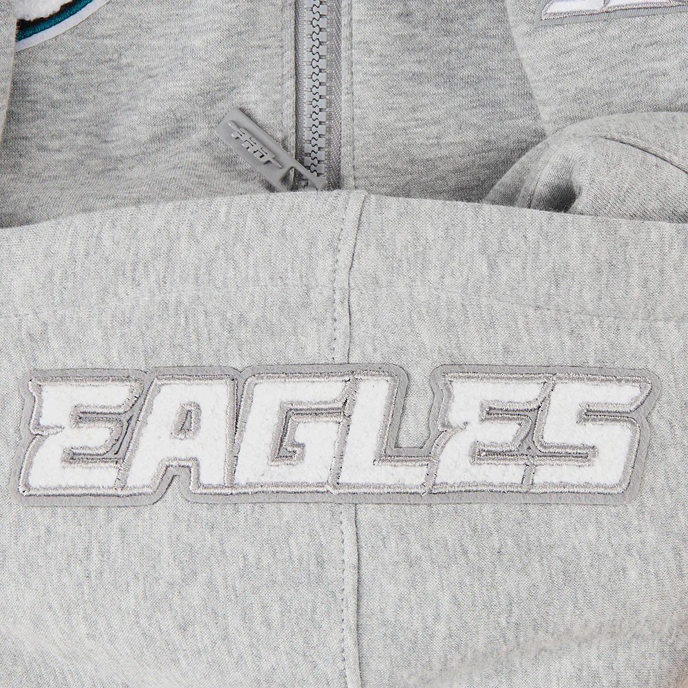 NFL PHILADELPHIA EAGLES CLASSIC BIG BOY'S FLC FZ PO HOODIE (HEATHER GREY) - Image 3