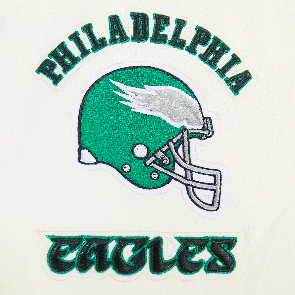 NFL PHILADELPHIA EAGLES RETRO CLASSICS BIG BOY'S RIB FLEECE PO HOODIE (EGGSHELL/ KELLY GREEN) - Image 5
