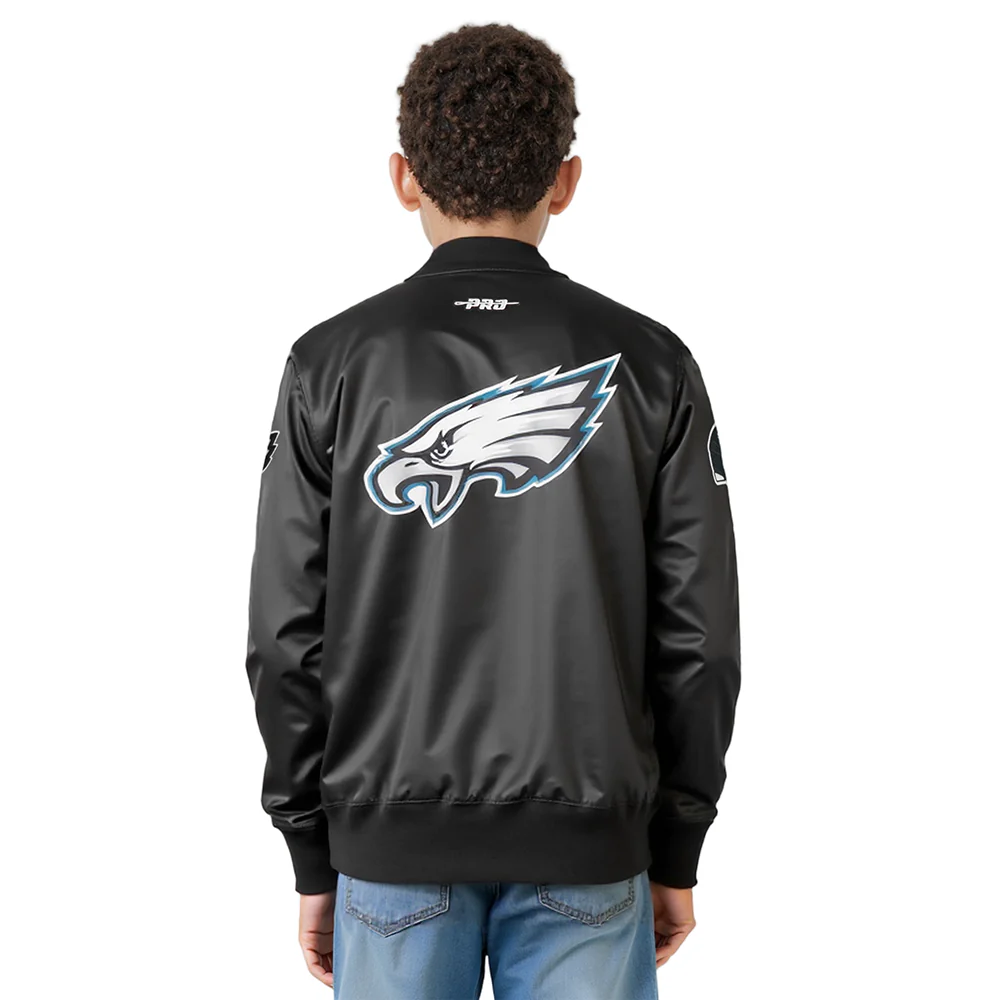 NFL PHILADELPHIA EAGLES CLASSIC BIG BOYS SATIN JACKET (BLACK) - Image 10