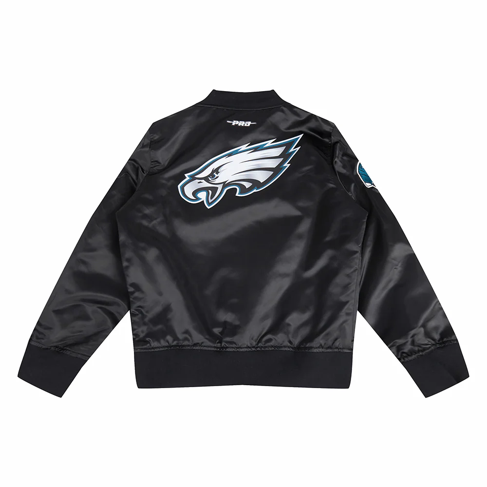 NFL PHILADELPHIA EAGLES CLASSIC BIG BOYS SATIN JACKET (BLACK) - Image 12