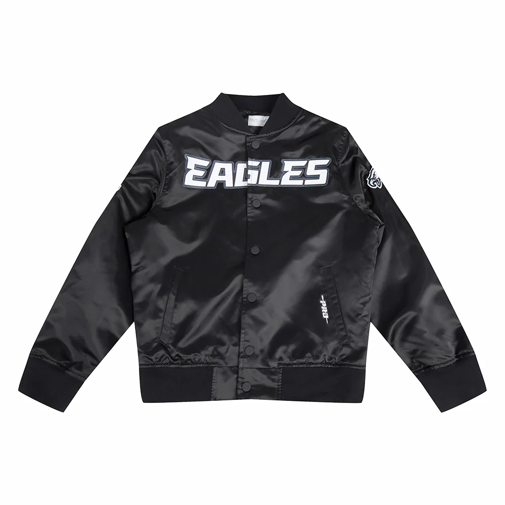 NFL PHILADELPHIA EAGLES CLASSIC BIG BOYS SATIN JACKET (BLACK) - Image 3