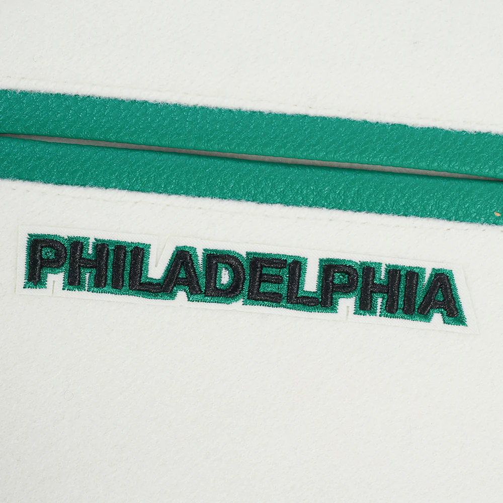 NFL PHILADELPHIA EAGLES RETRO CLASSICS BIG BOY'S RIB WOOL VARSITY JACKE (EGGSHELL/ KELLY GREEN) - Image 8