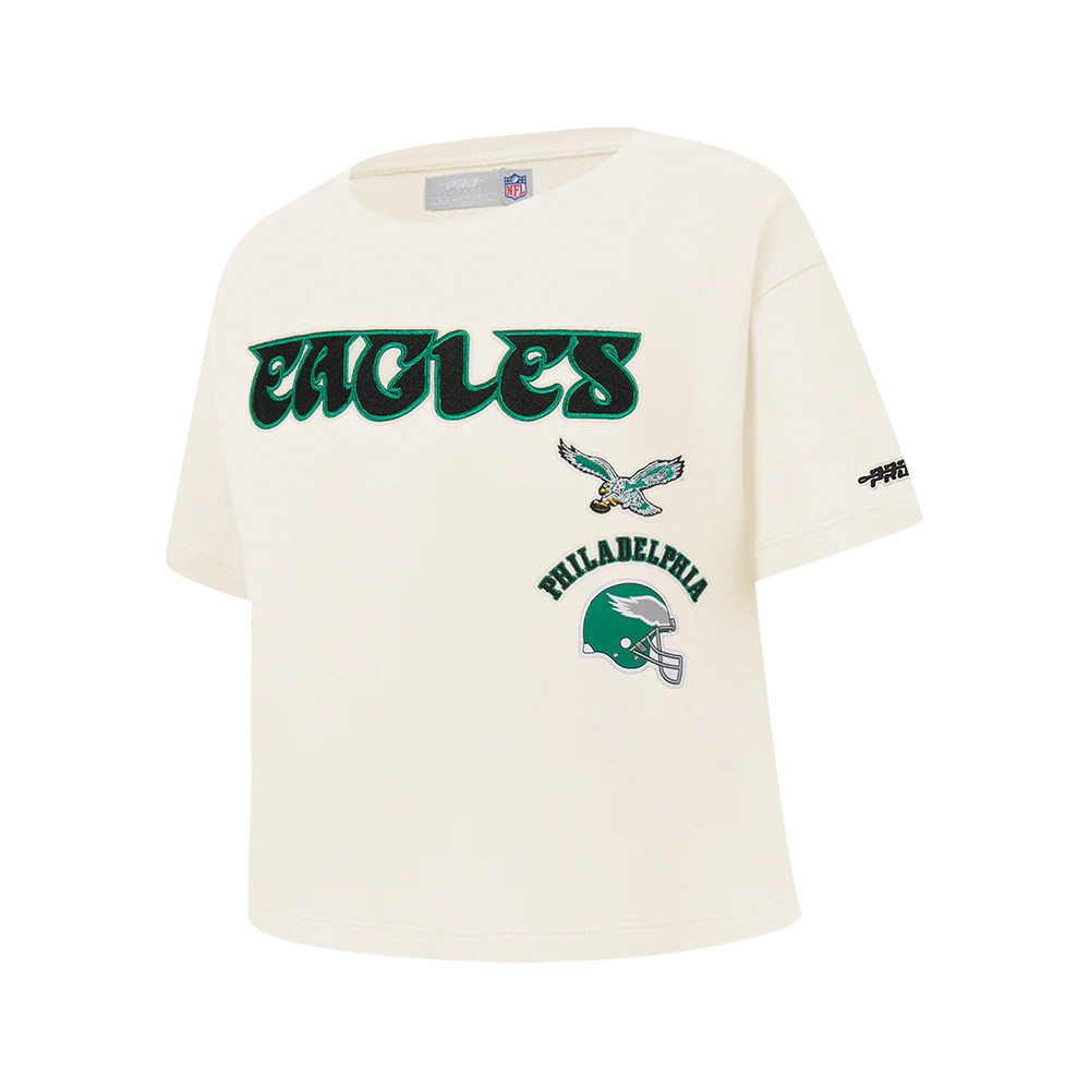 NFL PHILADELPHIA EAGLES RETRO CLASSICS BIG GIRL'S SS BOXY TEE (EGGSHELL) - Image 3