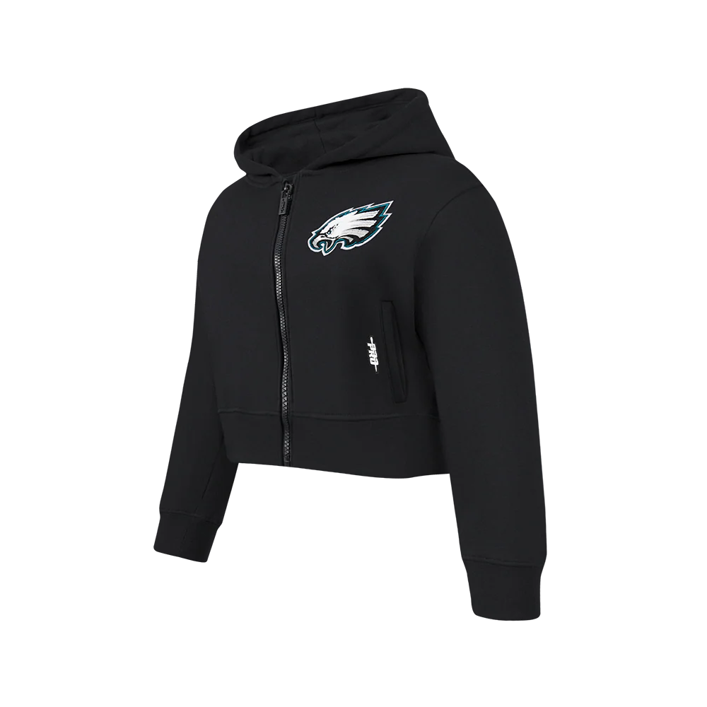 NFL PHILADELPHIA EAGLES CLASSIC BIG GIRLS FLEECE FULL ZIP HOODIE (BLACK) - Image 5