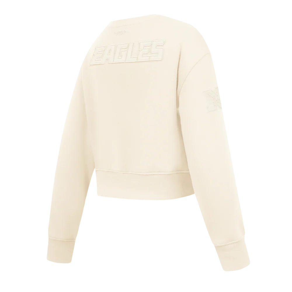 NFL PHILADELPHIA EAGLES NEUTRAL BIG GIRLS FLEECE CREWNECK (EGGSHELL) - Image 4