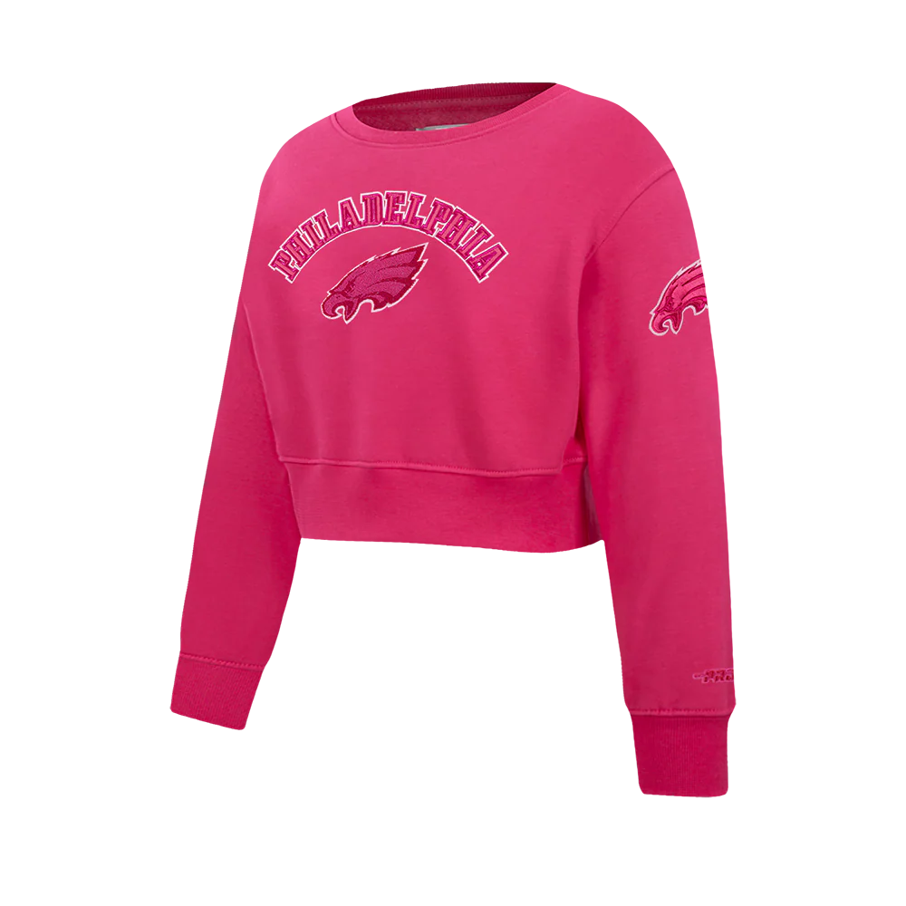 NFL PHILADELPHIA EAGLES TRIPLE PINK BIG GIRLS FLEECE CREWNECK (BEETROOT PURPLE) - Image 2