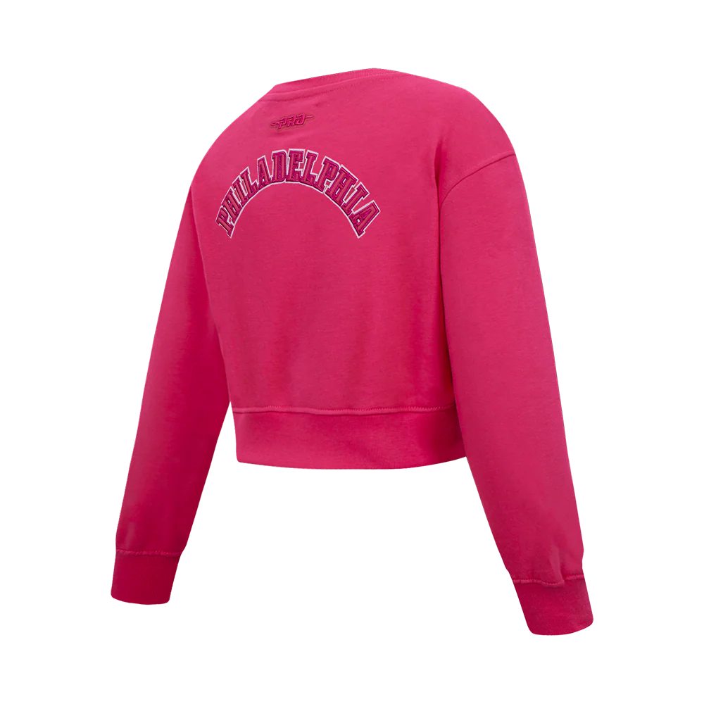 NFL PHILADELPHIA EAGLES CLASSIC TRIPLE PINK BIG GIRL'S FLEECE CREWNECK (BEETROOT PURPLE) - Image 2