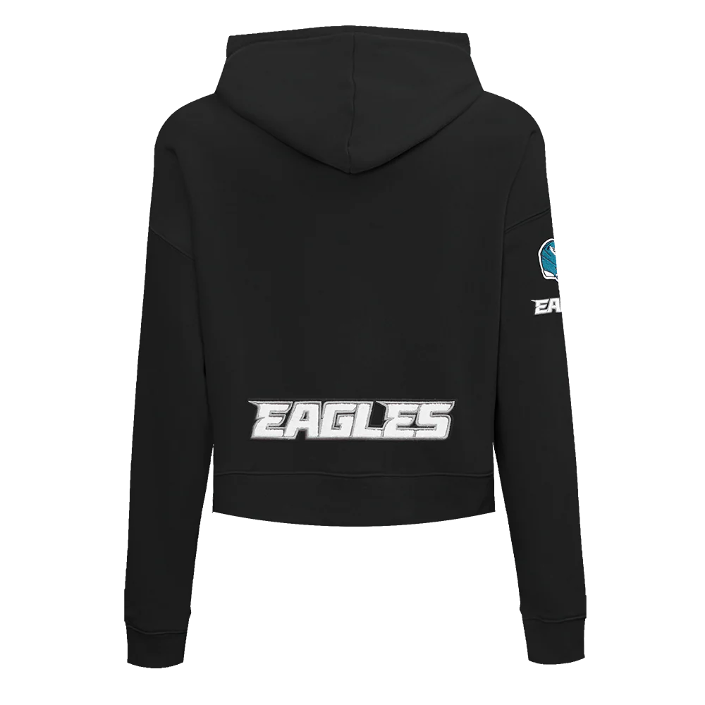 NFL PHILADELPHIA EAGLES CLASSIC WOMEN'S FLEECE CROPPED PULLOVER HOODIE (BLACK) - Image 3