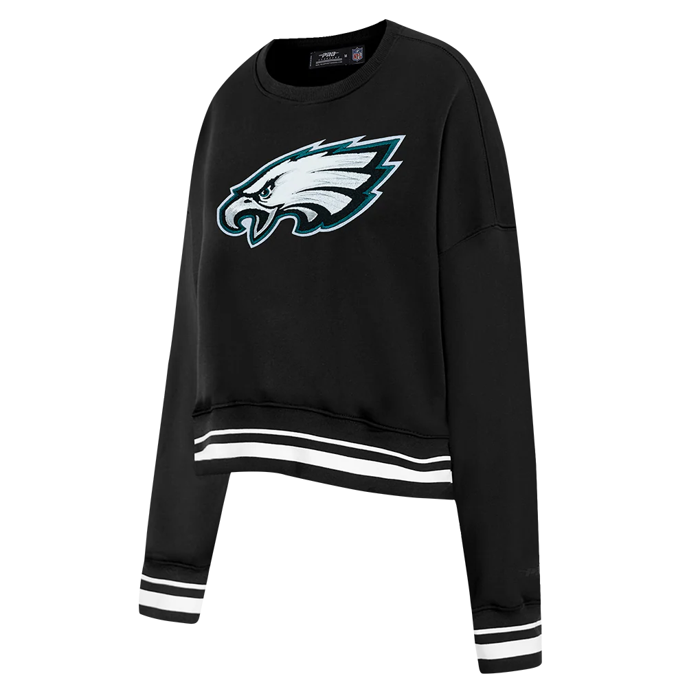 NFL PHILADELPHIA EAGLES MASHUP WOMEN'S RIB CREWNECK (BLACK) - Image 2