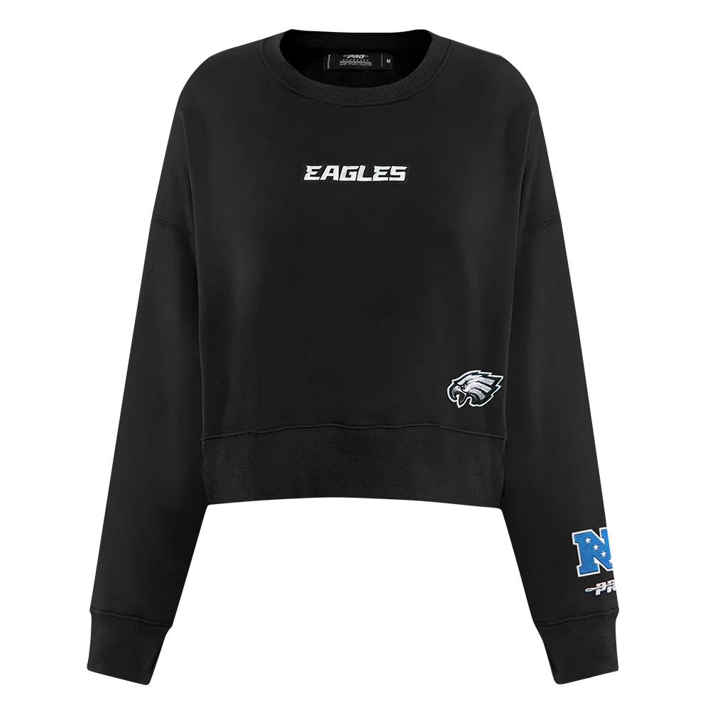 NFL PHILADELPHIA EAGLES WINGSPAN WOMEN'S FLEECE CREWNECK (BLACK) - Image 3