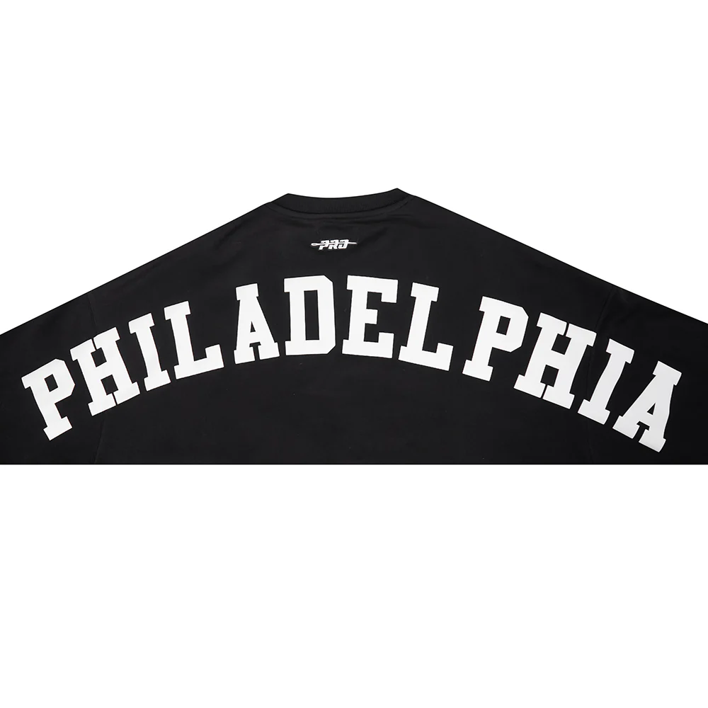 NFL PHILADELPHIA EAGLES WINGSPAN WOMEN'S FLEECE CREWNECK (BLACK) - Image 5