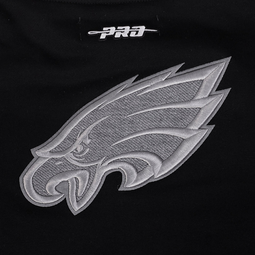 NFL PHILADELPHIA EAGLES REVERSE FRENCH TERRY WOMEN'S COLOR BLOCK FLEECE FULL ZIP (BLACK/GRAY/EGGSHELL) - Image 8