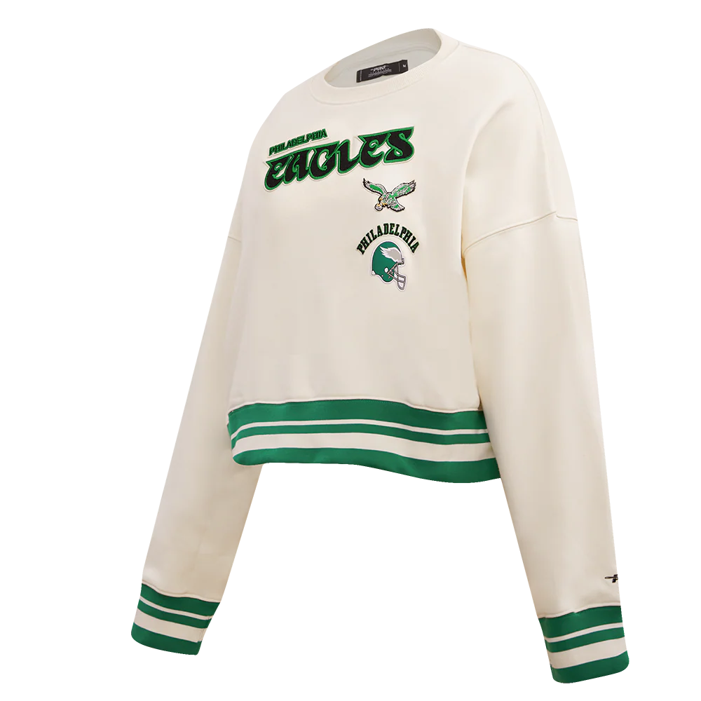 NFL PHILADELPHIA EAGLES RETRO CLASSIC WOMEN'S CREWNECK (EGGSHELL/KELLY GREEN) - Image 6