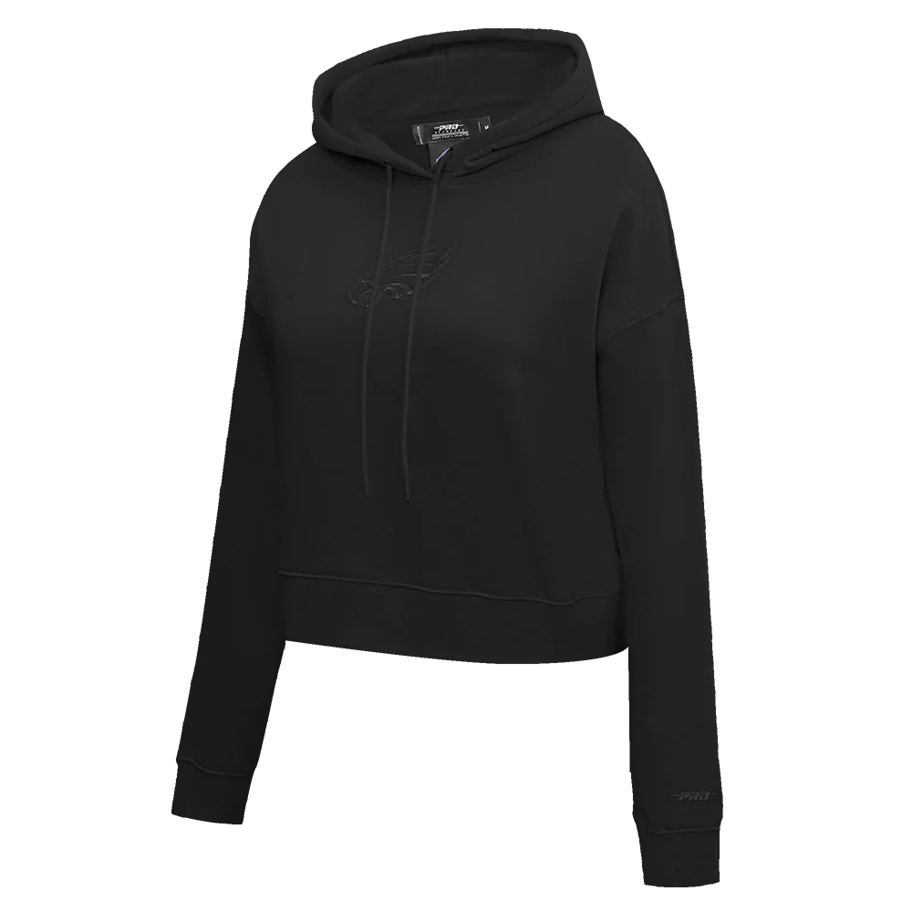 NFL PHILADELPHIA EAGLES NEUTRAL WOMEN'S CROPPED PULLOVER HOODIE (BLACK) - Image 2
