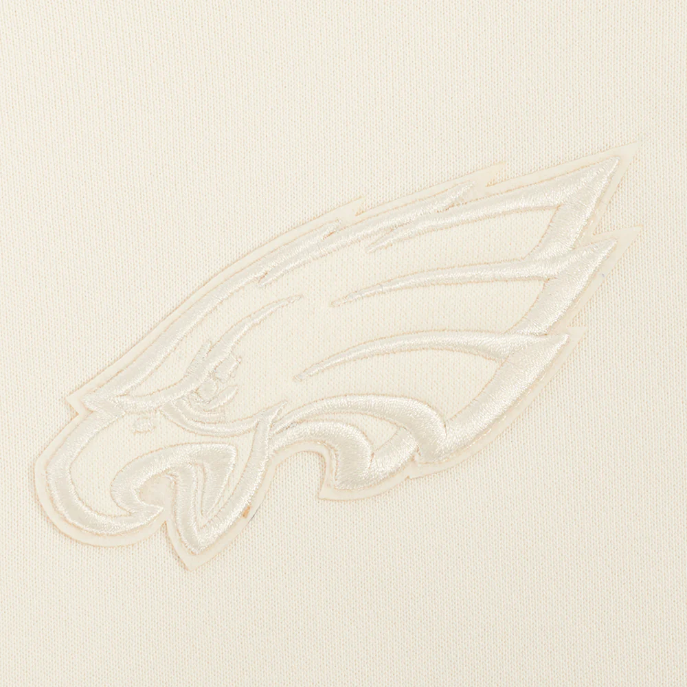 NFL PHILADELPHIA EAGLES NEUTRAL WOMENS CROPPED PULLOVER HOODIE (EGGSHELL) - Image 5
