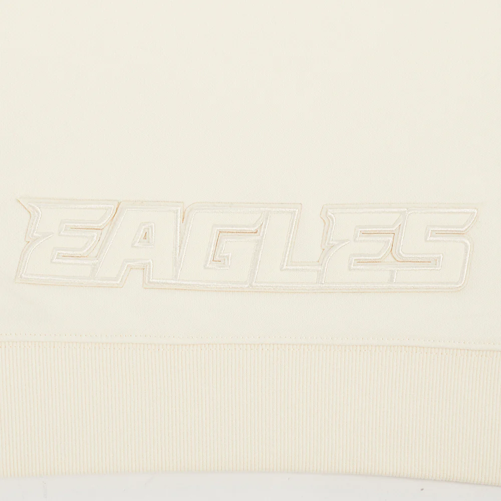 NFL PHILADELPHIA EAGLES NEUTRAL WOMENS CROPPED PULLOVER HOODIE (EGGSHELL) - Image 6