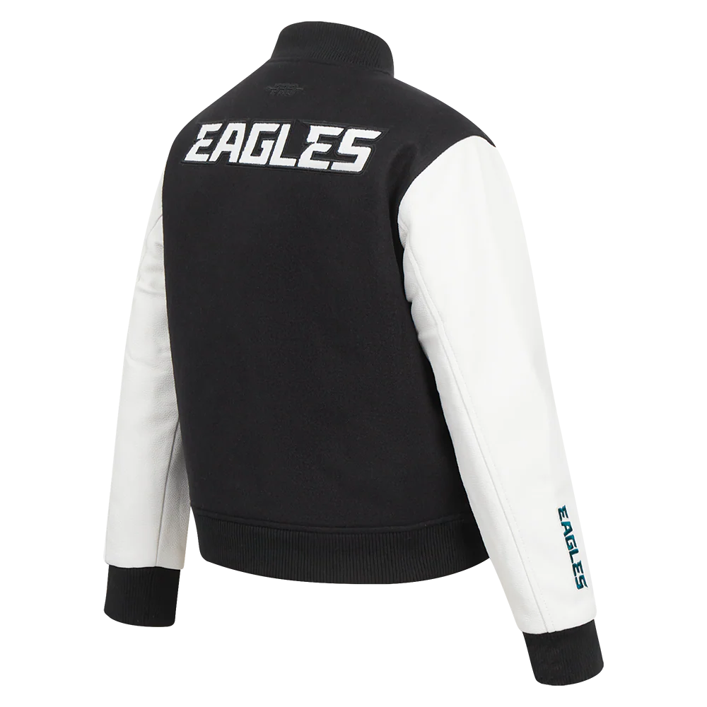 NFL PHILADELPHIA EAGLES CLASSIC WOMEN'S WOOL VARSITY JACKET (BLACK/WHITE) - Image 7