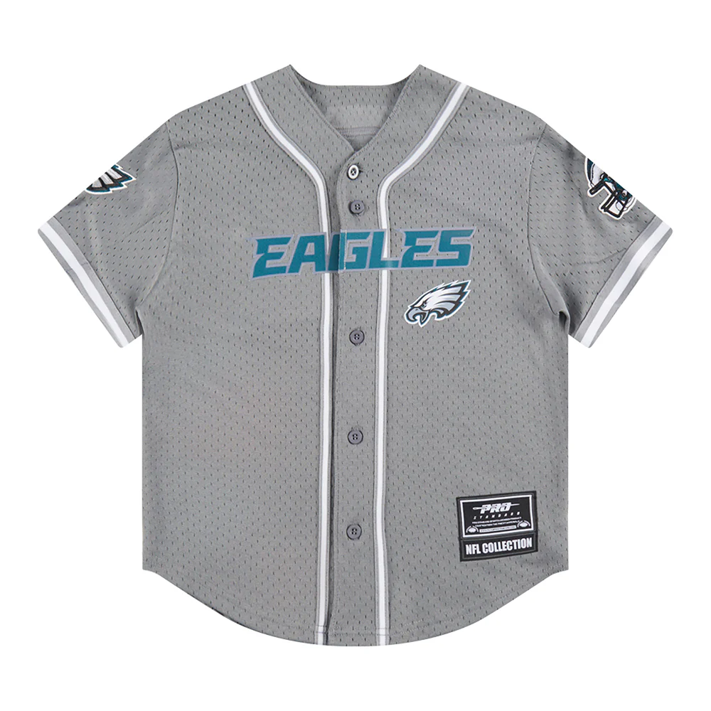 NFL PHILADELPHIA EAGLES CLASSIC LITTLE BOY'S MESH BUTTON DOWN SHIRT (GRAY) - Image 3