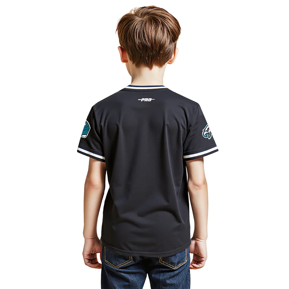 NFL PHILADELPHIA EAGLES CLASSIC LITTLE BOYS SHORT SLEEVE STRIPED RIB TEE (BLACK) - Image 2