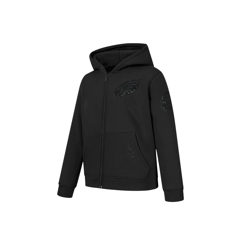 NFL PHILADELPHIA EAGLES TRIPLE BLACK LITTLE BOY'S FLC FZ HOODIE (BLACK) - Image 3