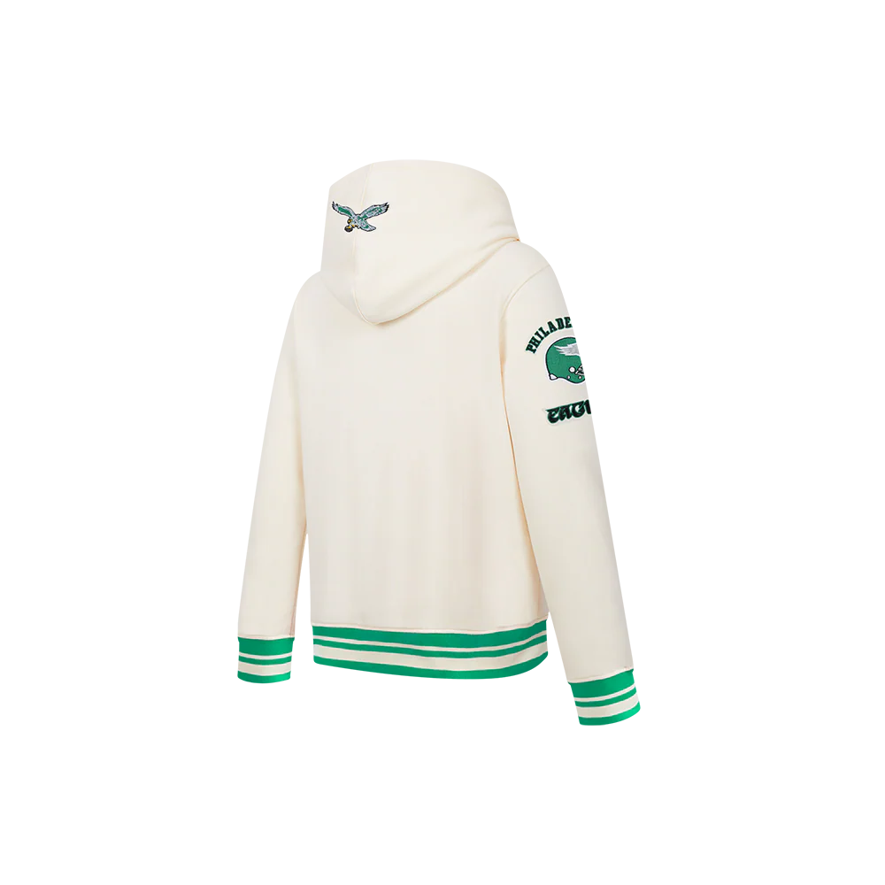 NFL PHILADELPHIA EAGLES RETRO CLASSICS LITTLE BOY'S RIB FLEECE PO HOODIE (EGGSHELL/ KELLY GREEN) - Image 2
