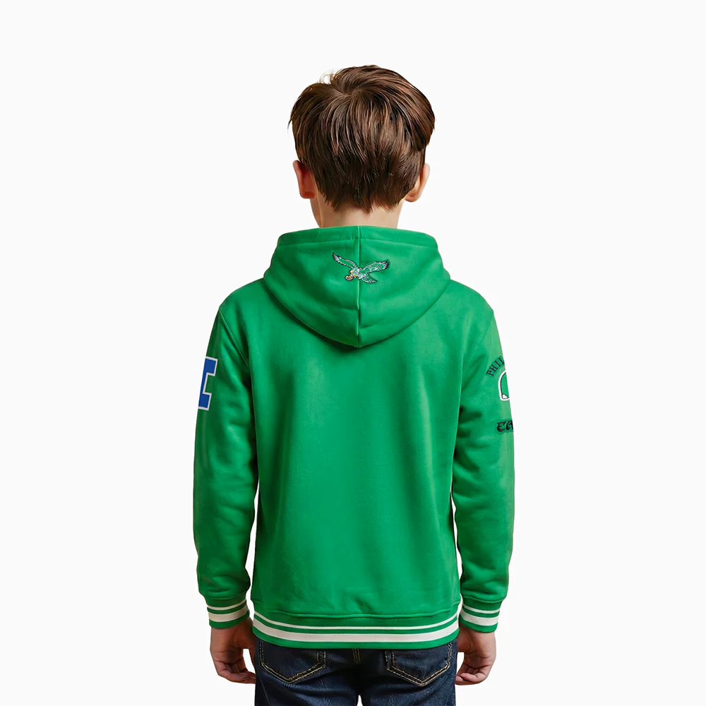 NFL PHILADELPHIA EAGLES RETRO CLASSICS LITTLE BOY'S RIB FLEECE PO HOODIE (KELLY GREEN) - Image 2