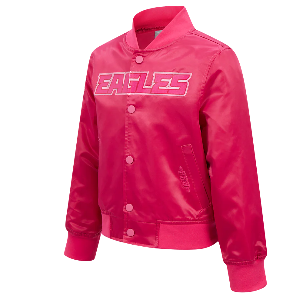 NFL PHILADELPHIA EAGLES TRIPLE PINK LITTLE GIRLS SATIN JACKET (BEETROOT PURPLE) - Image 2