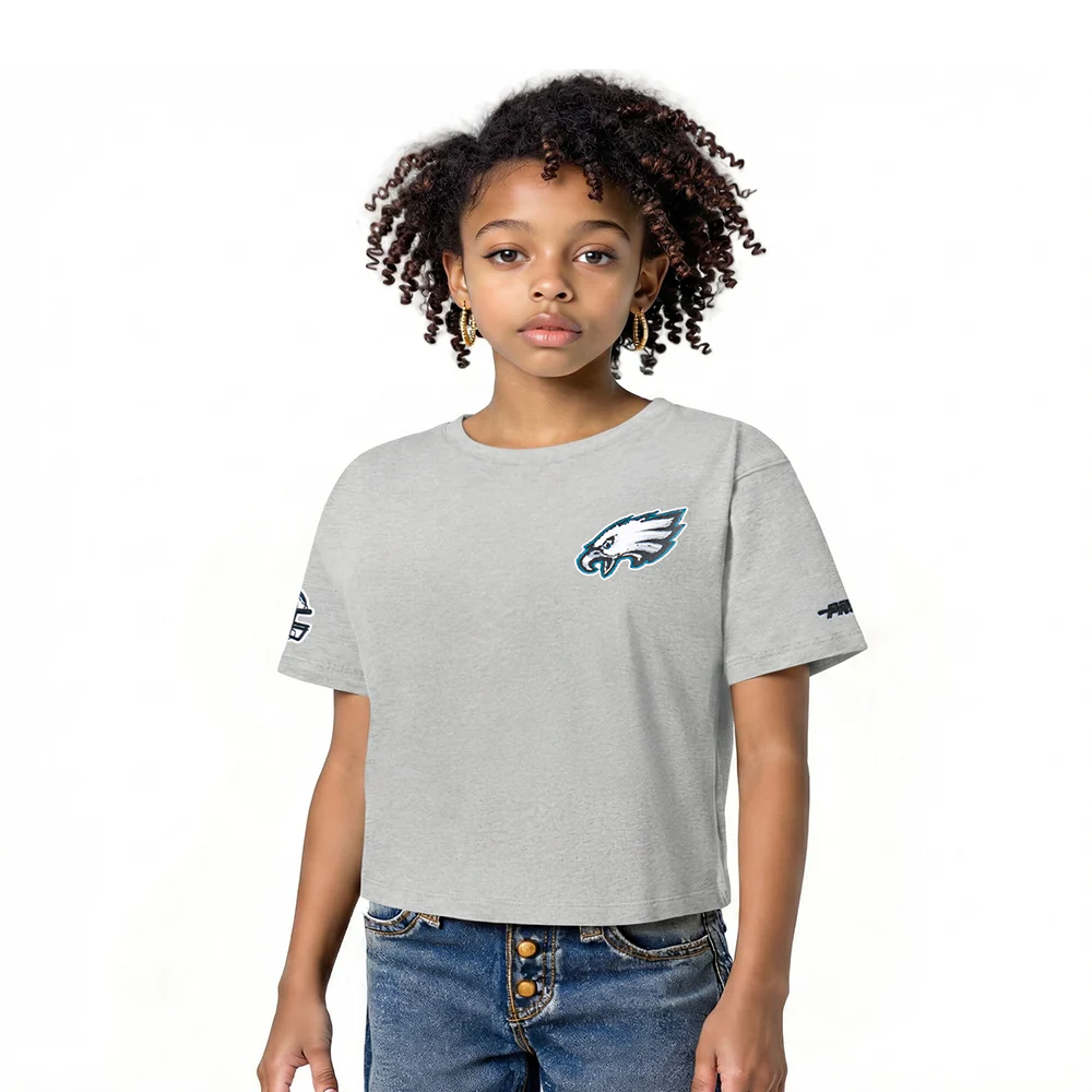 NFL PHILADELPHIA EAGLES CLASSIC LITTLE GIRL'S SS BOXY TEE (HEATHER GREY)
