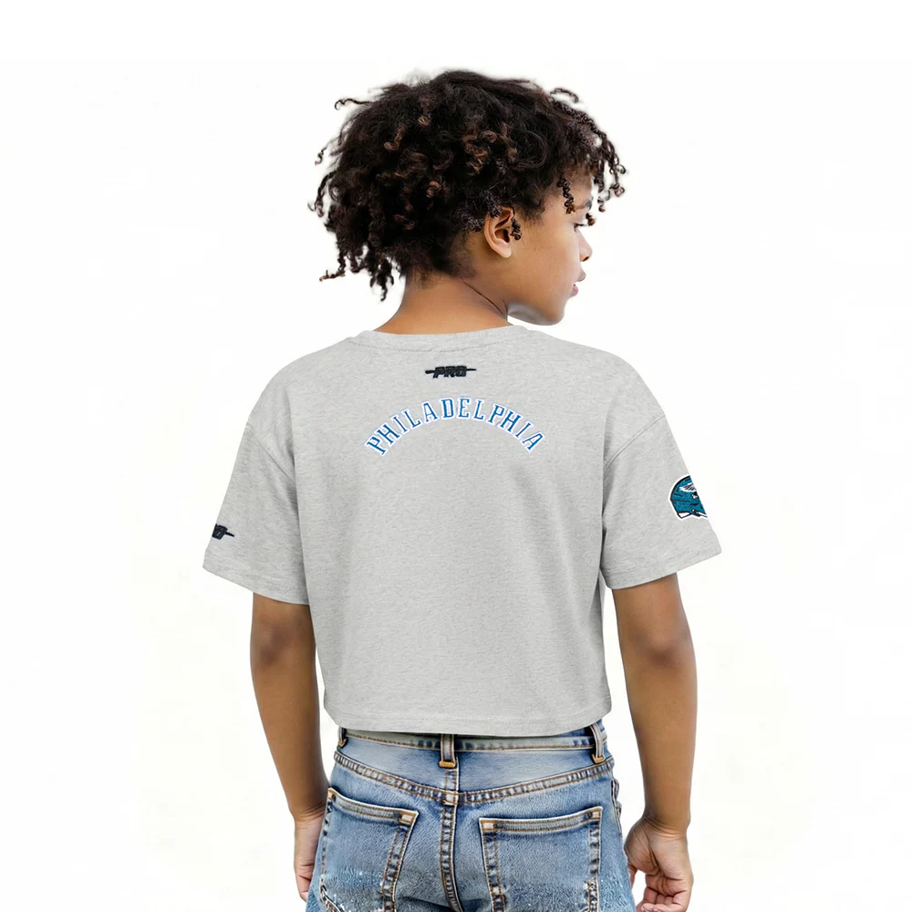NFL PHILADELPHIA EAGLES CLASSIC LITTLE GIRL'S SS BOXY TEE (HEATHER GREY) - Image 2