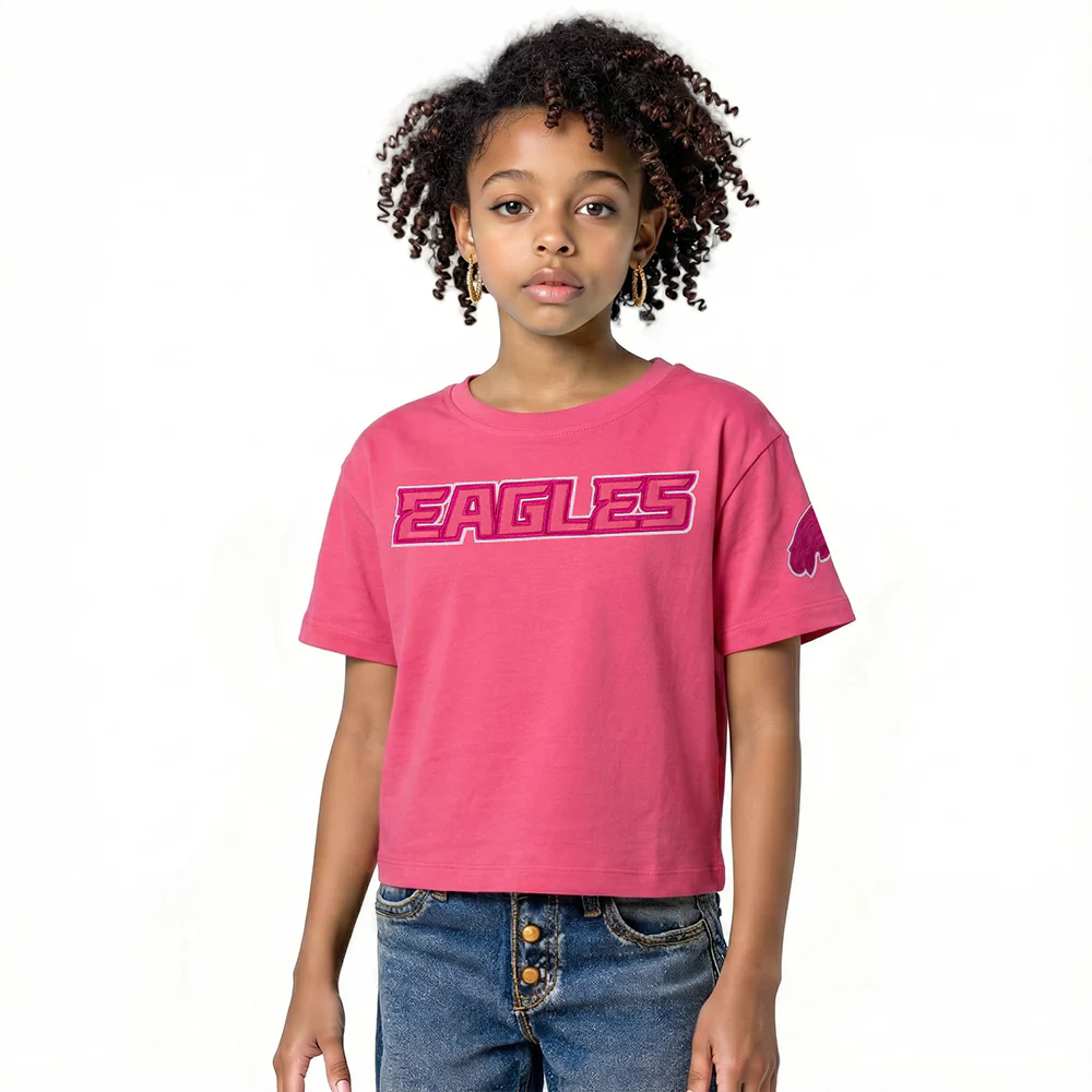 NFL PHILADELPHIA EAGLES CLASSIC TRIPLE PINK LITTLE GIRL'S SS BOXY TEE (BEETROOT PURPLE)