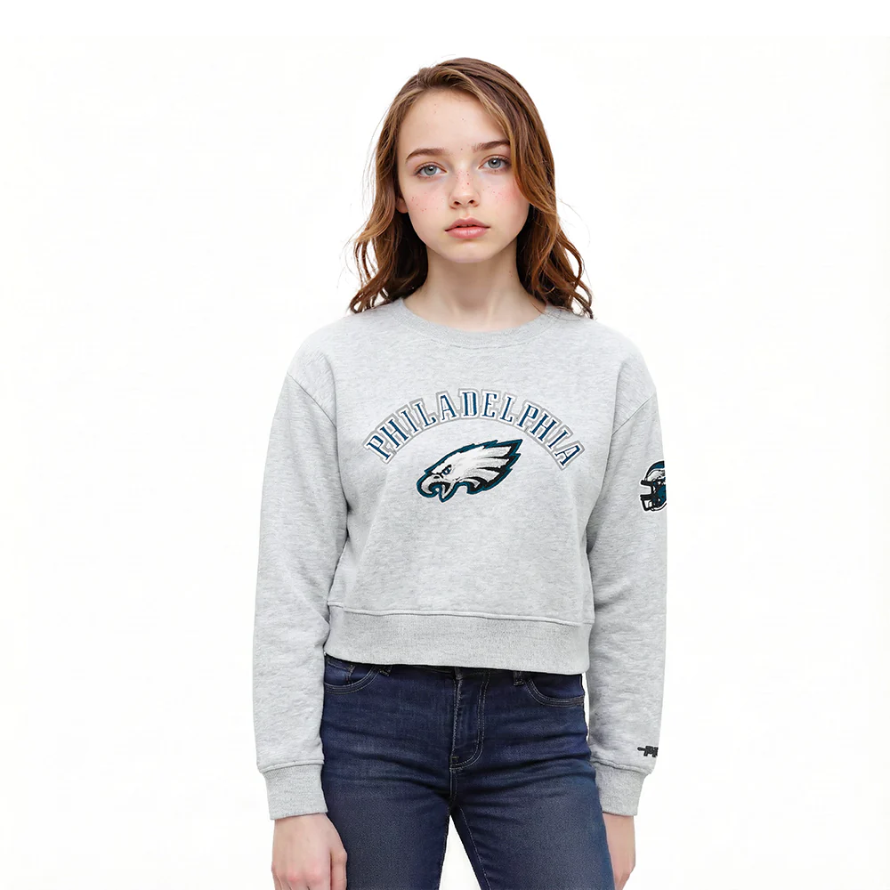 NFL PHILADELPHIA EAGLES CLASSIC LITTLE GIRL'S FLC CREWNECK (HEATHER GREY)
