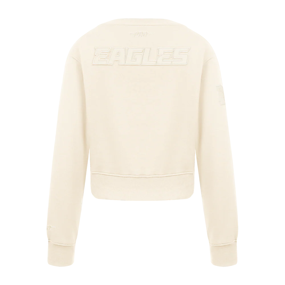NFL PHILADELPHIA EAGLES NEUTRAL LITTLE GIRLS FLEECE CREWNECK (EGGSHELL) - Image 3