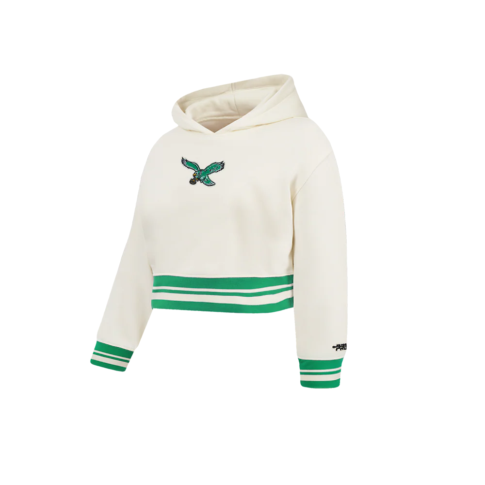 NFL PHILADELPHIA EAGLES RETRO CLASSIC LITTLE GIRL'S RIB FLC PO HOODIE (EGGSHELL/ KELLY GREEN) - Image 4