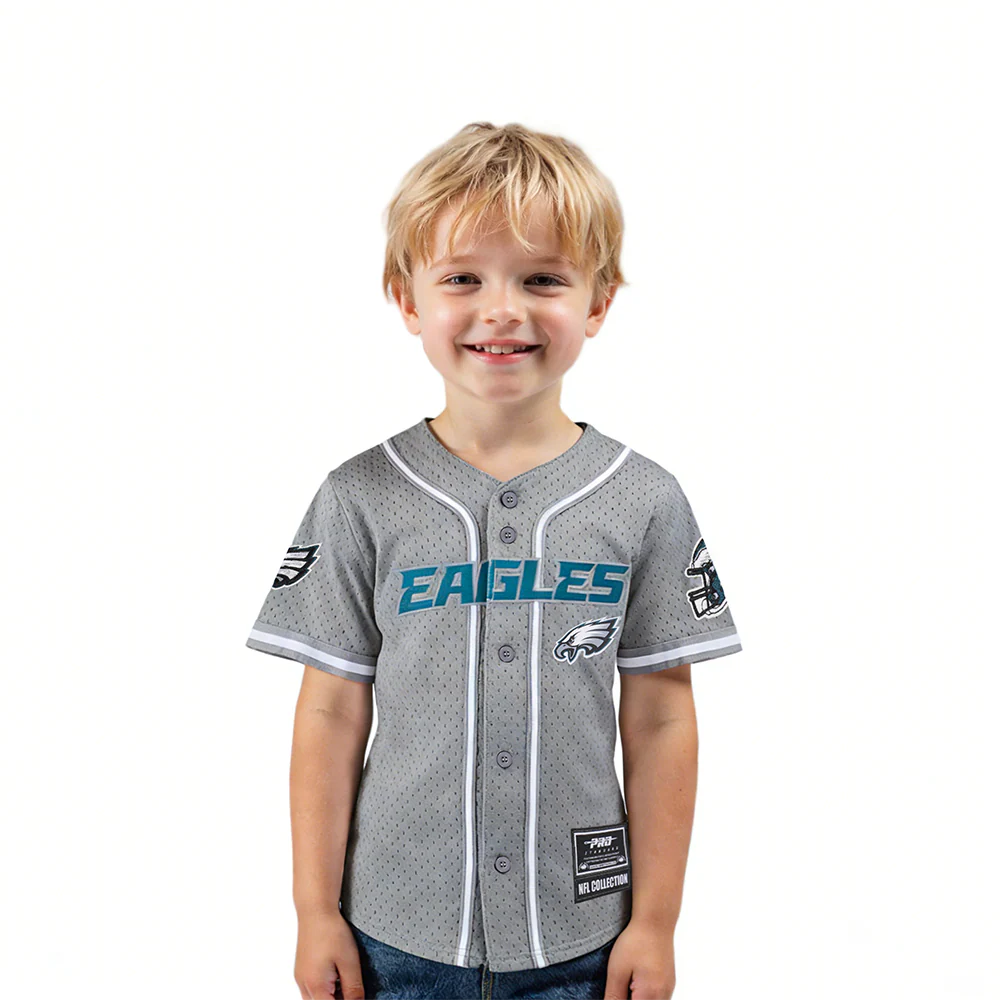 NFL PHILADELPHIA EAGLES CLASSIC TODDLER BOY'S MESH BUTTON DOWN SHIRT (GRAY)