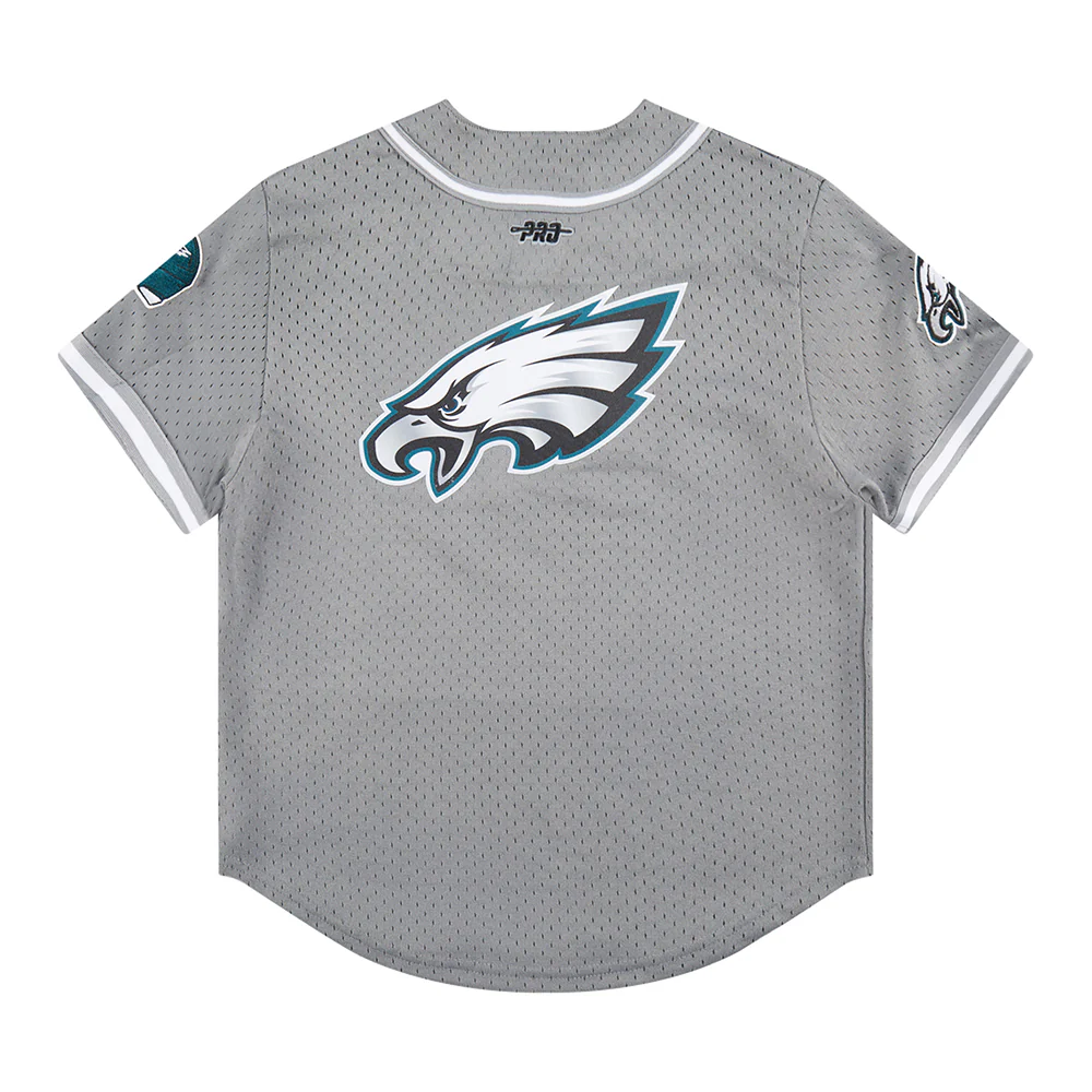 NFL PHILADELPHIA EAGLES CLASSIC TODDLER BOY'S MESH BUTTON DOWN SHIRT (GRAY) - Image 4