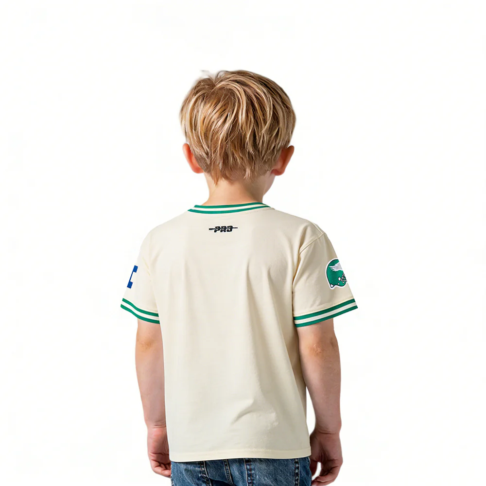 NFL PHILADELPHIA EAGLES RETRO CLASSIC TODDLER BOY'S SS STRIPED RIB TEE (EGGSHELL/ KELLY GREEN) - Image 2