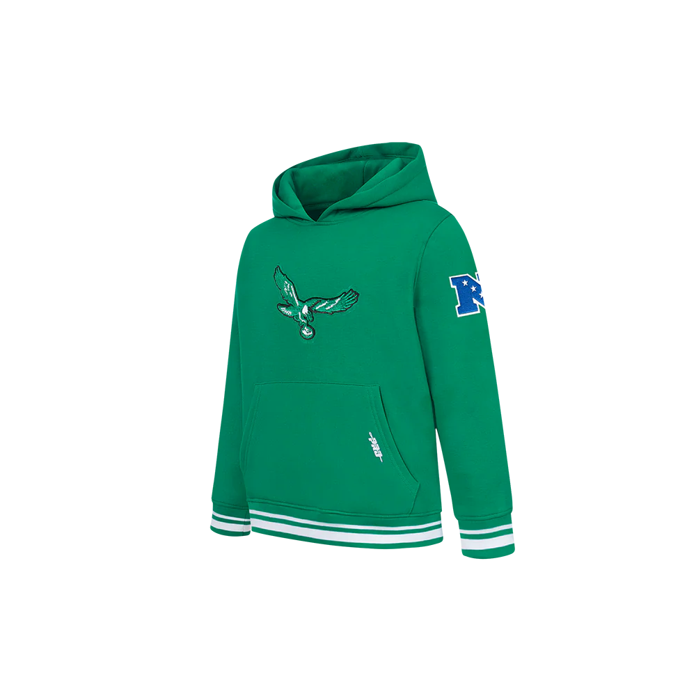 NFL PHILADELPHIA EAGLES RETRO CLASSIC TODDLER BOYS RIB FLEECE PULLOVER HOODIE (KELLY GREEN) - Image 2