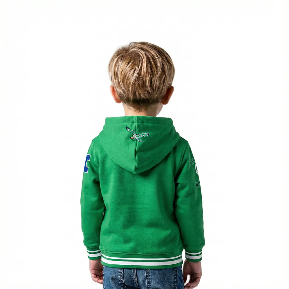 NFL PHILADELPHIA EAGLES RETRO CLASSICS TODDLER BOY'S RIB FLEECE PO HOODIE (KELLY GREEN) - Image 2