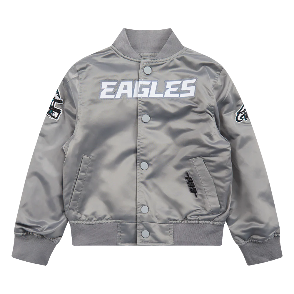 NFL PHILADELPHIA EAGLES CLASSIC TODDLER BOY'S SATIN JACKET (GRAY) - Image 3