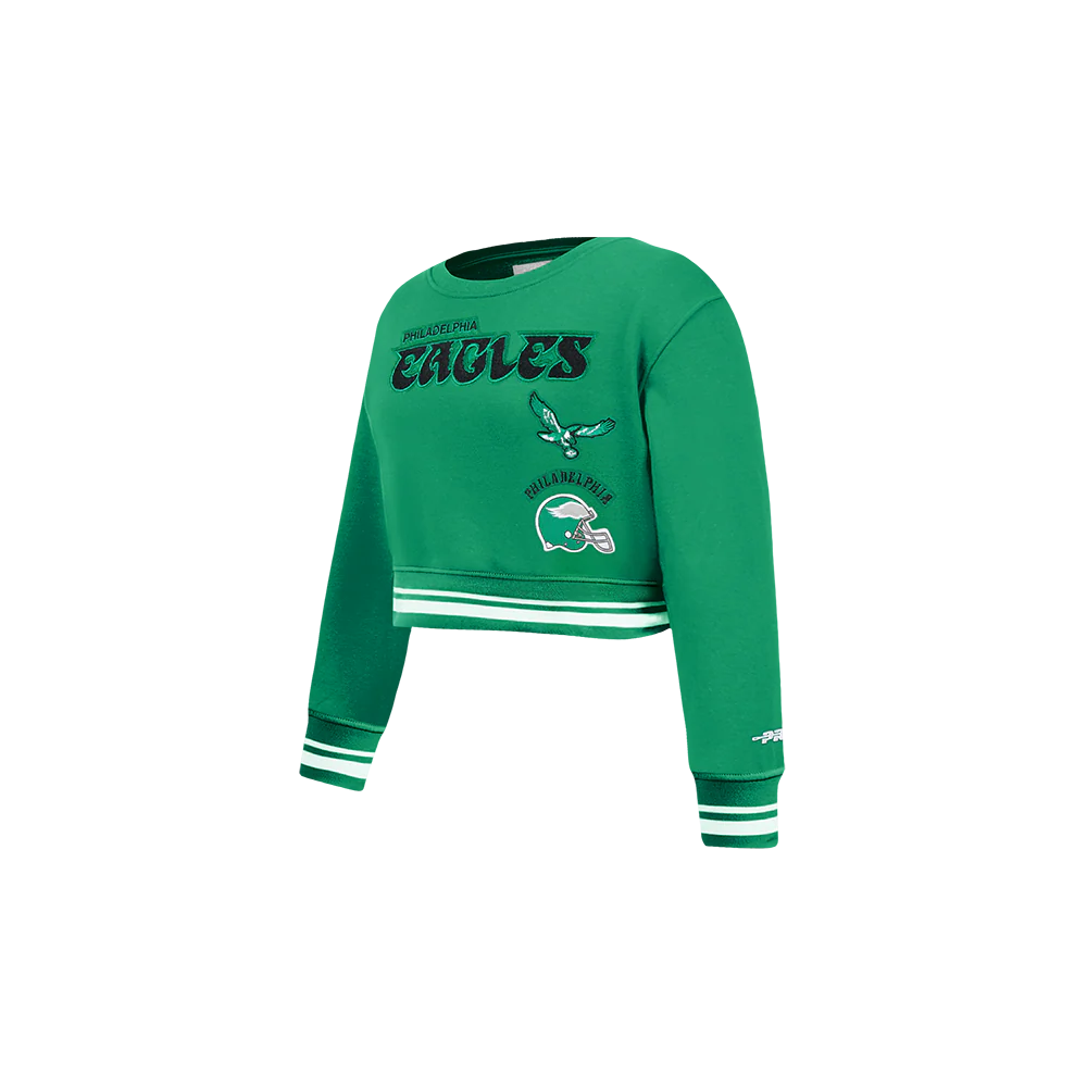 NFL PHILADELPHIA EAGLES RETRO CLASSIC TODDLER GIRLS RIB FLEECE CREWNECK (KELLY GREEN) - Image 2
