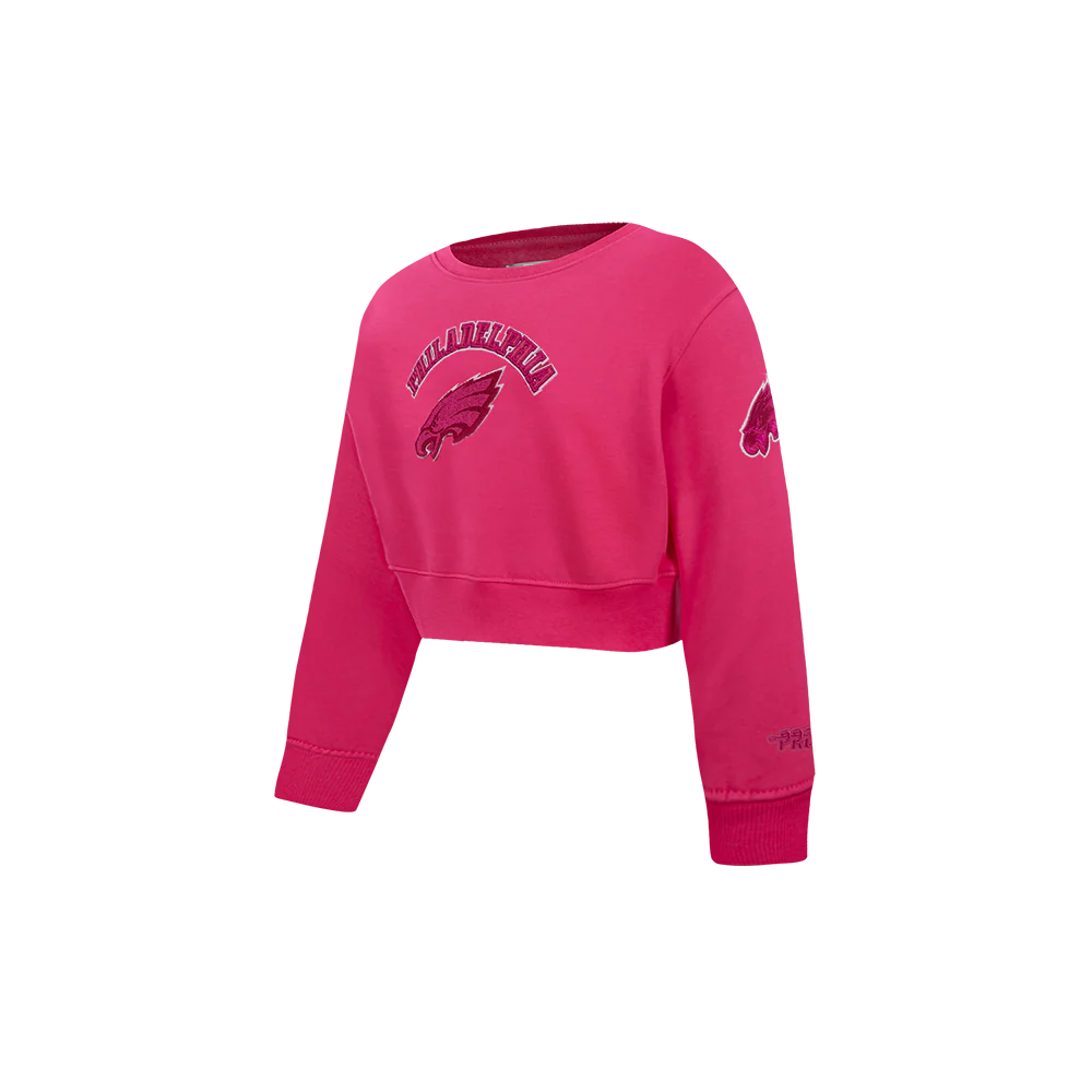 NFL PHILADELPHIA EAGLES CLASSIC TRIPLE PINK TODDLER GIRL'S FLEECE CREWNECK (BEETROOT PURPLE) - Image 3