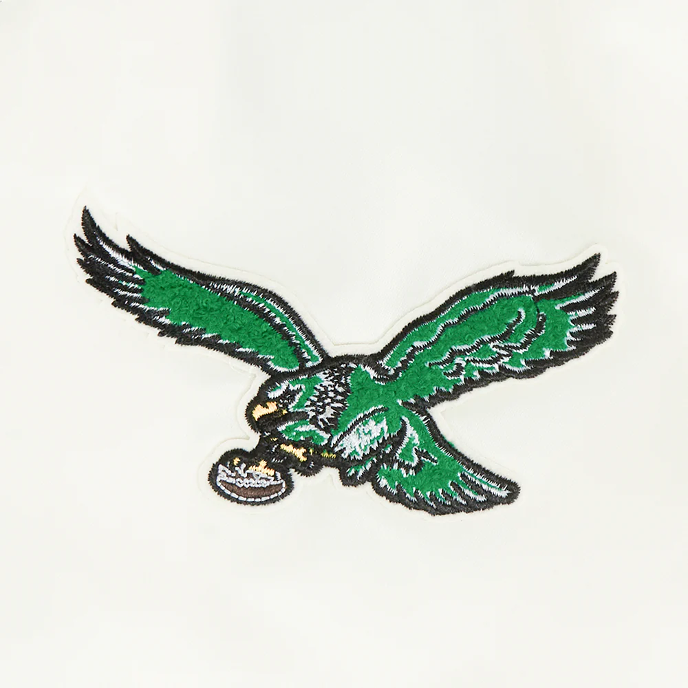 NFL PHILADELPHIA EAGLES RETRO CLASSIC WOMEN'S RIB SATIN JACKET (EGGSHELL/ KELLY GREEN) - Image 8