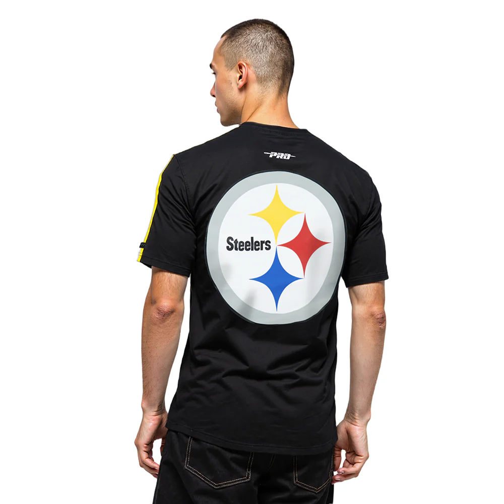 NFL PITTSBURGH STEELERS CLASSIC MESH STRIPED MEN'S TEE (BLACK/YELLOW) - Image 2