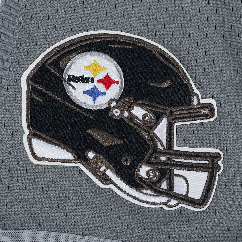 NFL PITTSBURGH STEELERS SCRIPT TAIL MEN'S MESH BUTTON DOWN SHIRT (GRAY) - Image 8
