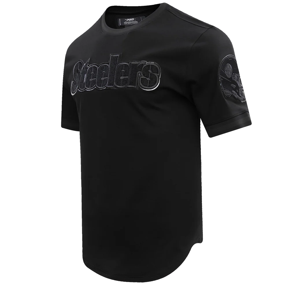 NFL PITTSBURGH STEELERS TRIPLE BLACK MEN'S DOUBLE KNIT TEE (TRIPLE BLACK) - Image 2