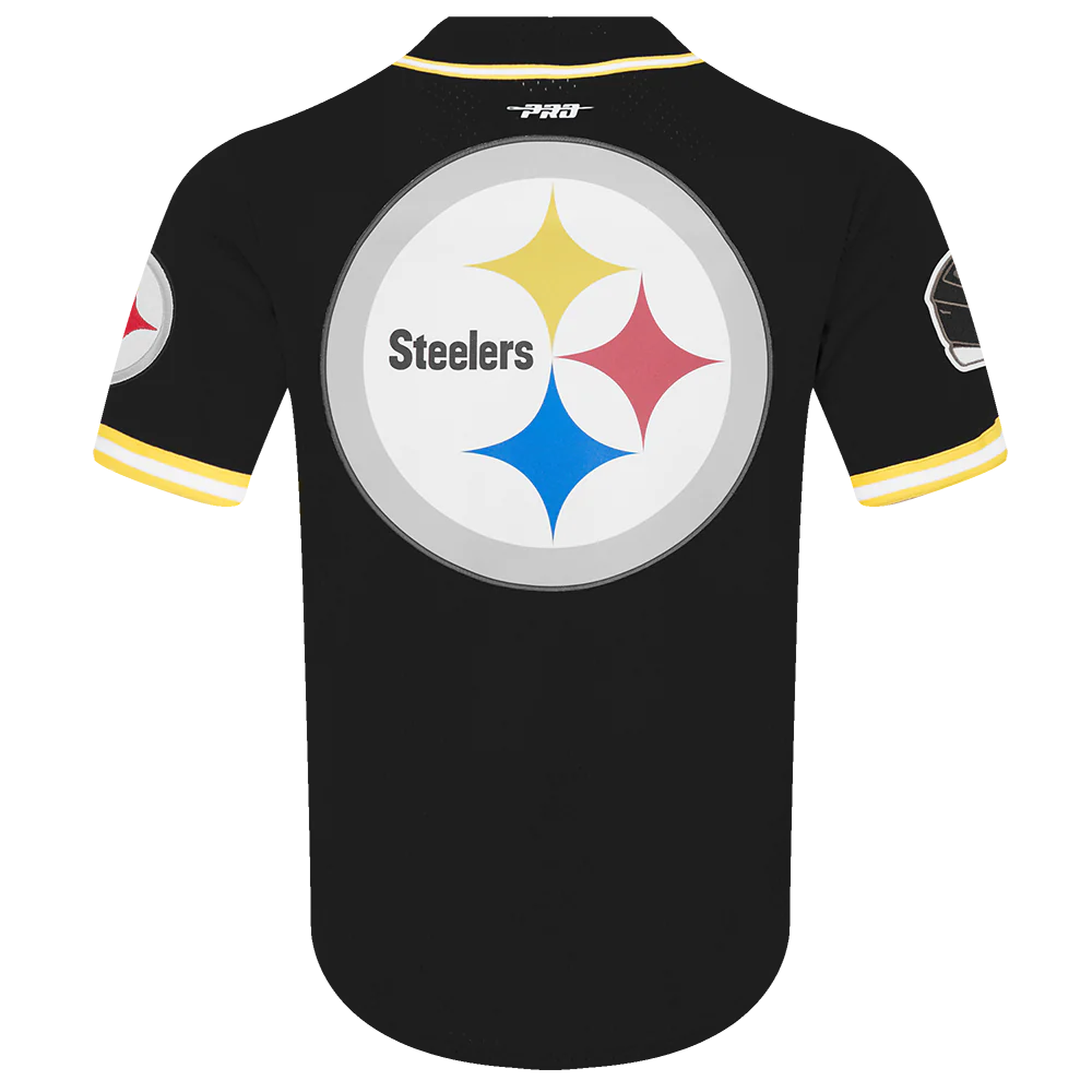 NFL PITTSBURGH STEELERS MESH BUTTON UP SHIRT (BLACK/YELLOW) - Image 5