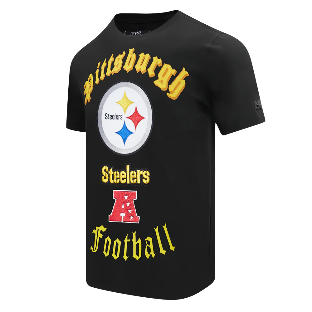 NFL PITTSBURGH STEELERS OLD ENGLISH MEN'S TEE (BLACK) - Image 2