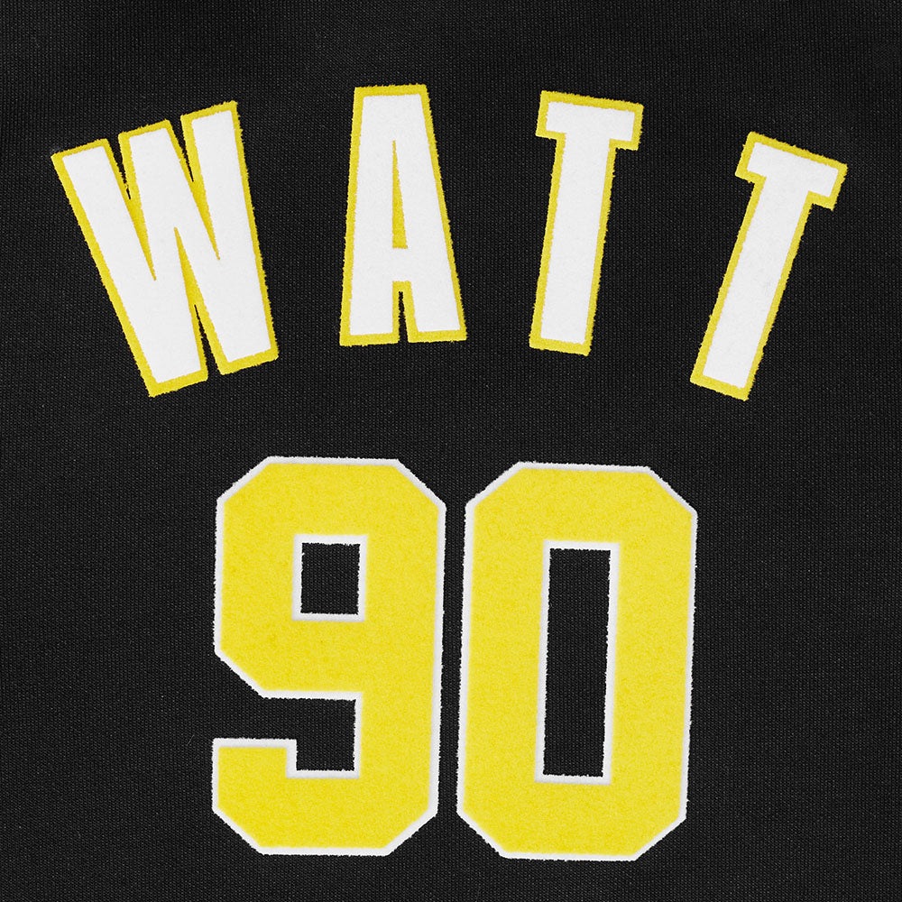 NFL PITTSBURGH STEELERS T.J. WATT #90 CLASSIC MEN'S WARM UP JACKET (BLACK/YELLOW) - Image 7